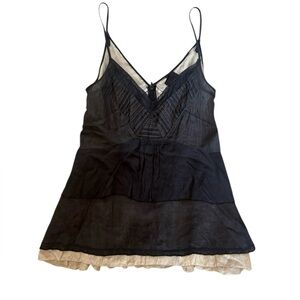 TREE Brand RARE Cotton/Silk A-Line Camisole Black Size XS